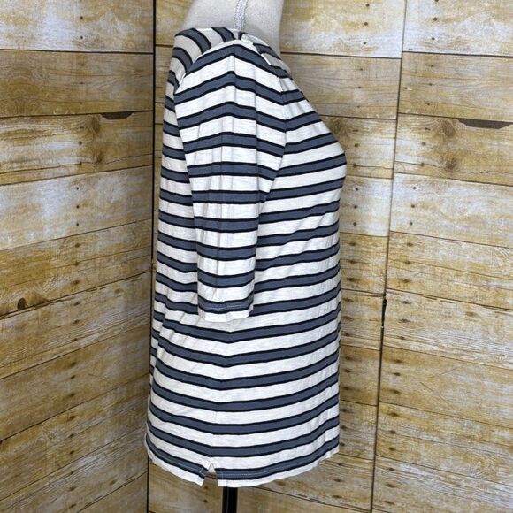 J.CREW STRIPED COASTAL PREPPY CASUAL EVERYDAY WEAR WIDE NECK COTTON TEE SZ. XS - Picture 2 of 3